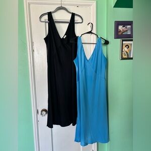 Black and Blue Slip Dresses